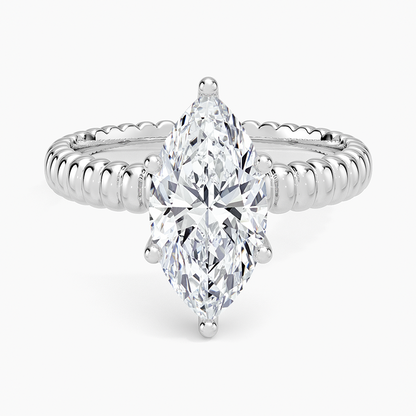 Petra Textured Solitaire Ring - Marquise Center Stone