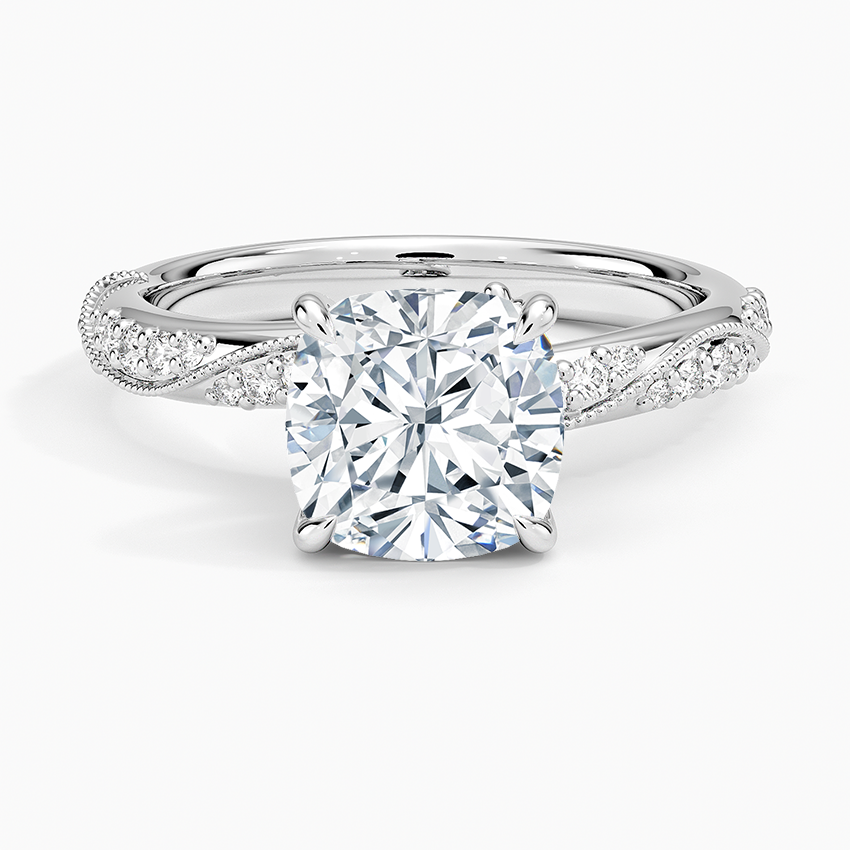 Camellia Hidden Accent 2.5mm Diamond Ring - Cushion Cut Center Stone