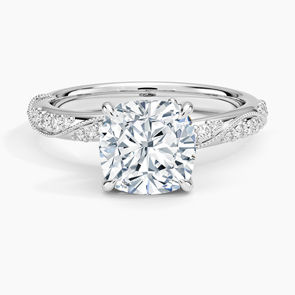 Camellia Hidden Accent 2.5mm Diamond Ring - Cushion Cut Center Stone
