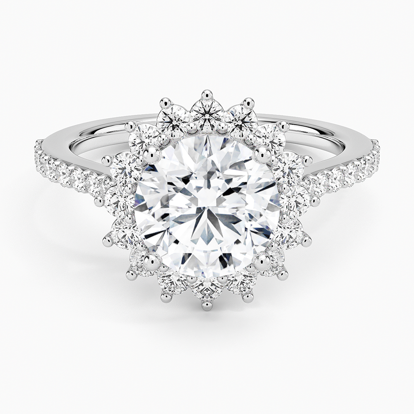 Luxe Sunburst Halo Diamond Ring (1/2 ct. tw.) - Round Center Stone