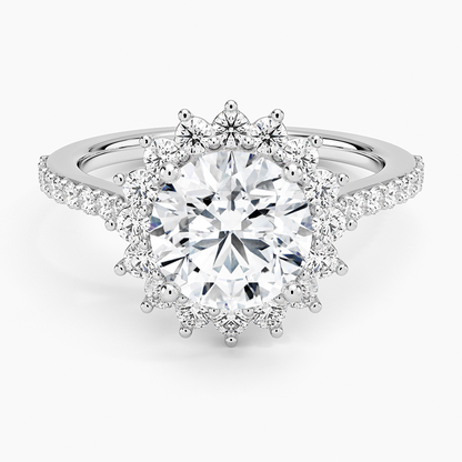 Luxe Sunburst Halo Diamond Ring (1/2 ct. tw.) - Round Center Stone