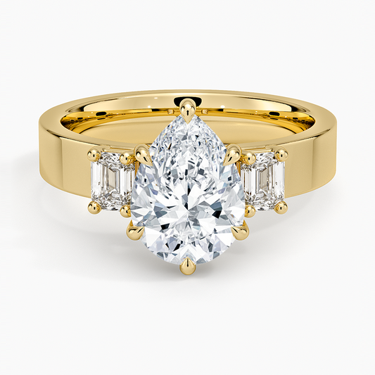 Peyton Emerald Cut Three Stone Diamond Ring (1/2 ct. tw.) - Pear Center Stone