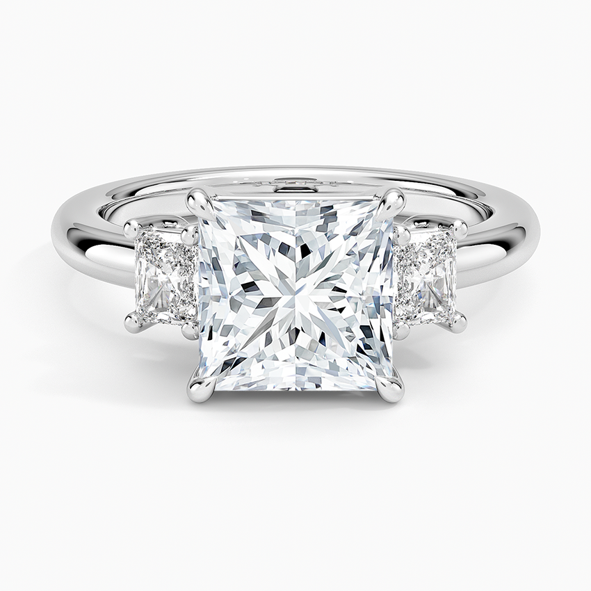 Helena Radiant-Cut Three Stone Diamond Ring (3/8 ct. tw.) - Princess Cut Center Stone