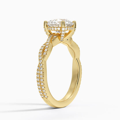 Adorned Luxe Petite Twisted Vine Diamond Ring - Round Center Stone