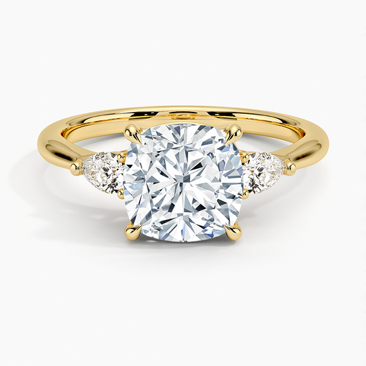 Petite Opera Three Stone Diamond Ring (1/4 ct. tw.) - Cushion Cut Center Stone
