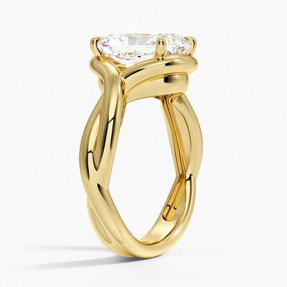 Bypass Twist Bezel Solitaire Diamond Ring - Radiant Cut Center Stone
