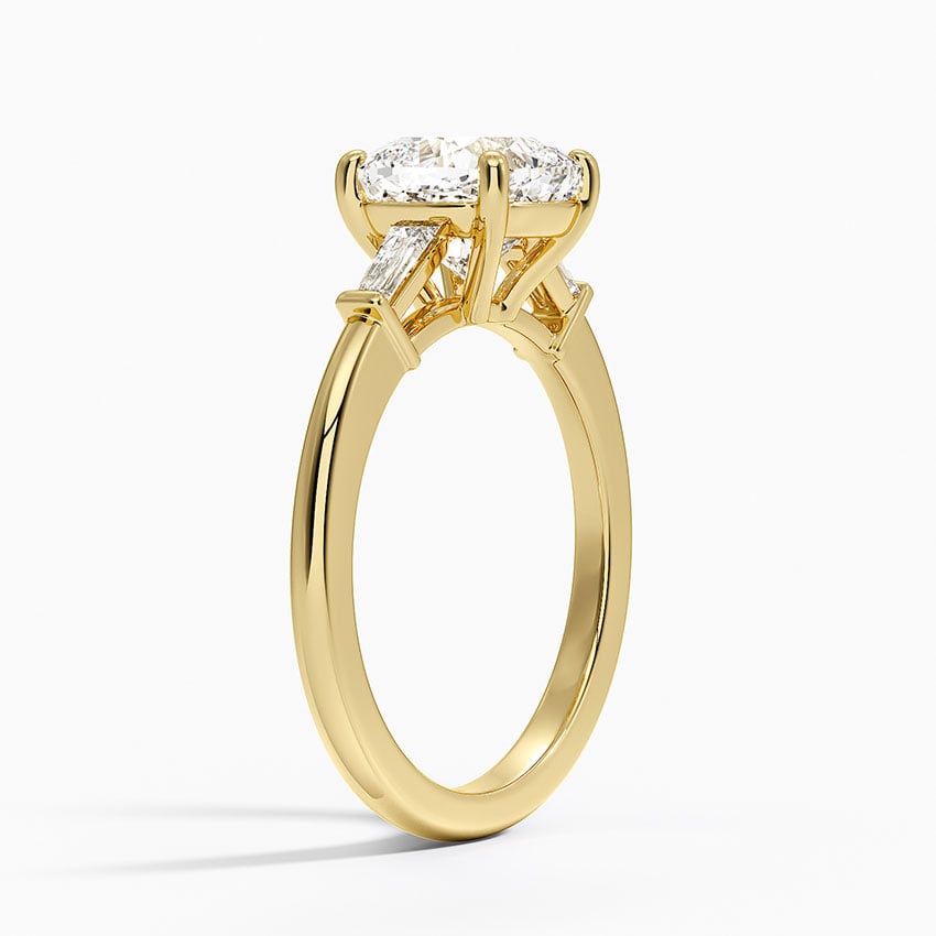 Symphony Tapered Baguette Three Stone Diamond Ring (1/5 ct. tw.) - Cushion Cut Center Stone