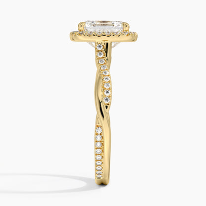 Petite Twisted Vine Halo Diamond Ring (1/4 ct. tw.) - Asscher Cut Center Stone
