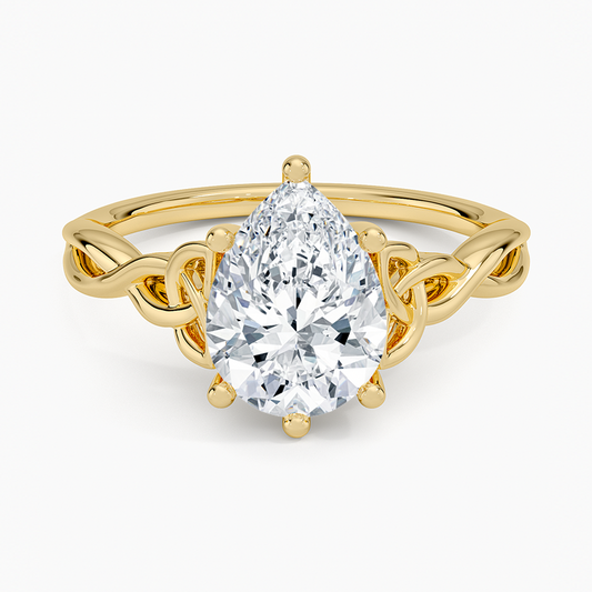 Celtic Love Knot Ring - Pear Center Stone