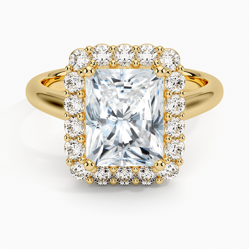 Lotus Flower Halo Diamond Ring (1/4 ct. tw.) - Radiant Cut Center Stone