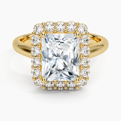 Lotus Flower Halo Diamond Ring (1/4 ct. tw.) - Radiant Cut Center Stone