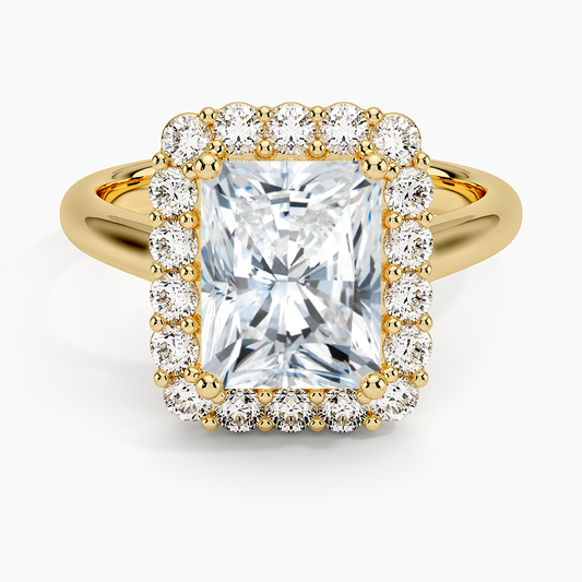 Lotus Flower Halo Diamond Ring (1/4 ct. tw.) - Radiant Cut Center Stone