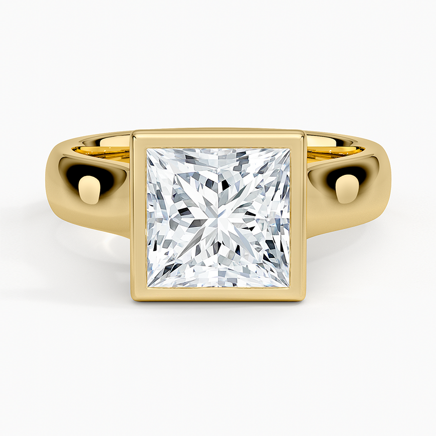 Luna 4mm Bezel Ring - Princess Cut Center Stone