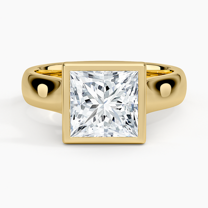 Luna 4mm Bezel Ring - Princess Cut Center Stone
