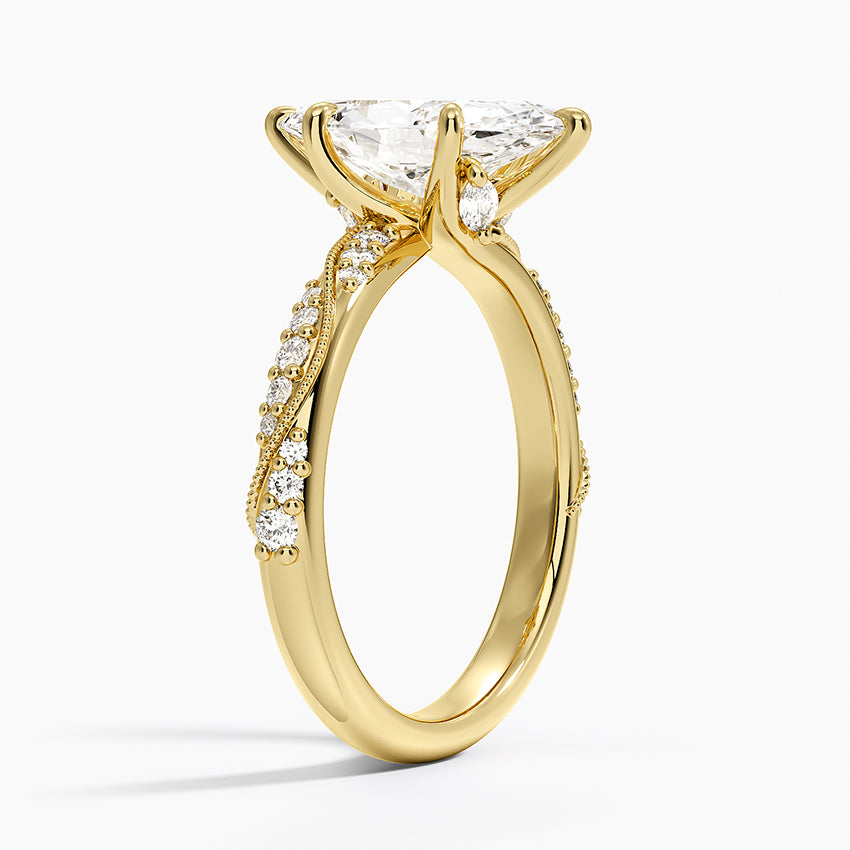 Camellia Hidden Accent 2.5mm Diamond Ring - Marquise Center Stone