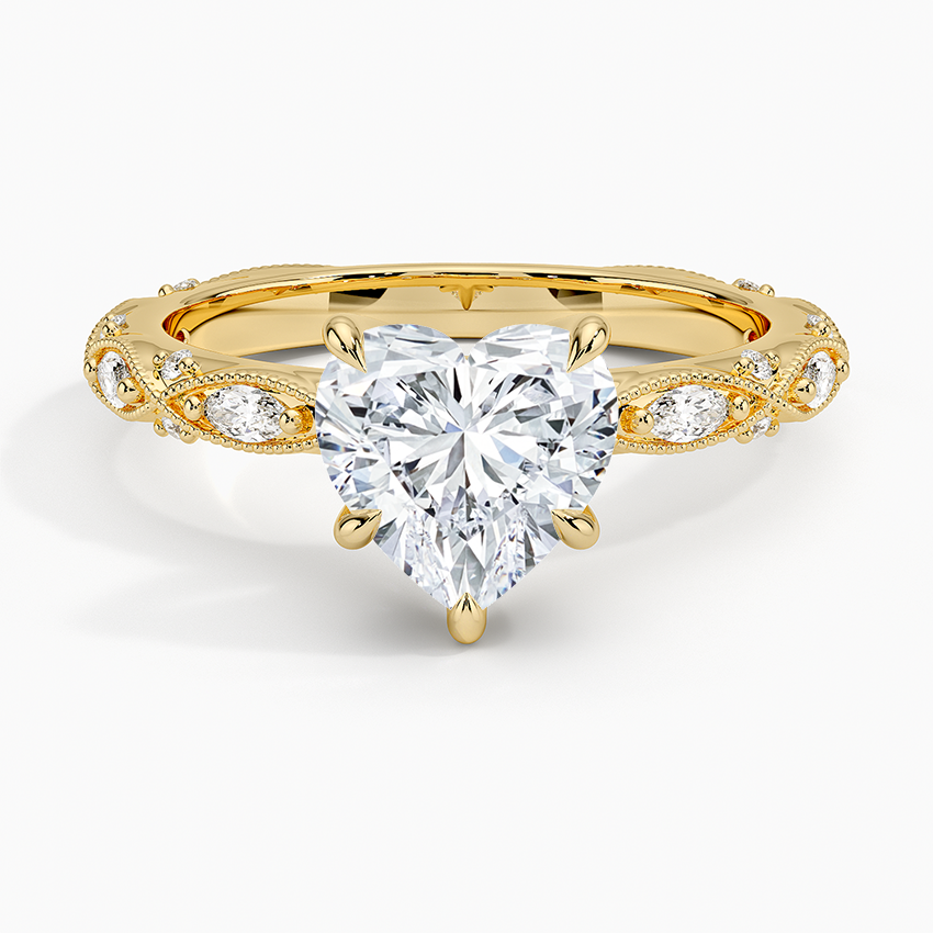 Celestia Milgrain Diamond Ring (1/4 ct. tw.) - Heart Center Stone