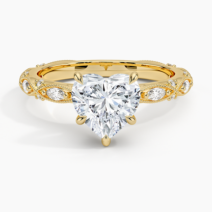 Celestia Milgrain Diamond Ring (1/4 ct. tw.) - Heart Center Stone
