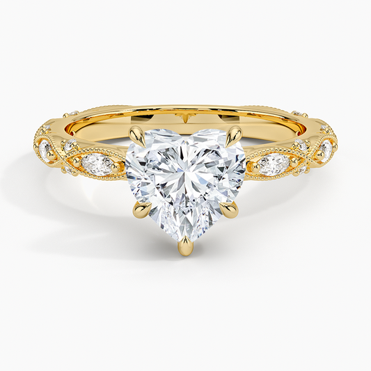 Celestia Milgrain Diamond Ring (1/4 ct. tw.) - Heart Center Stone