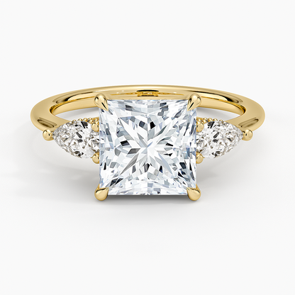 Adorned Opera Three Stone Diamond Ring (1/2 ct. tw.) - Princess Cut Center Stone