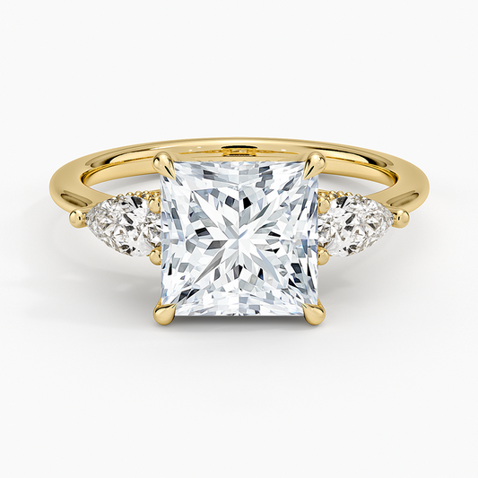 Adorned Opera Three Stone Diamond Ring (1/2 ct. tw.) - Princess Cut Center Stone