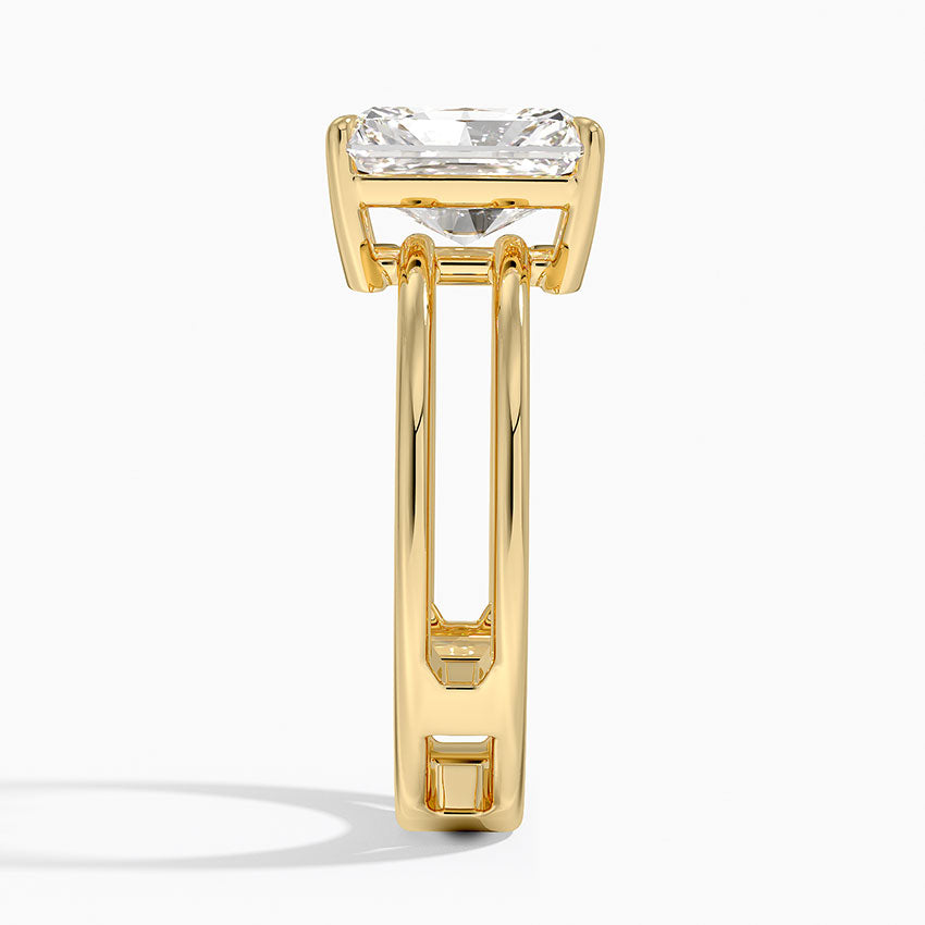 Aimee Open Double Band Solitaire Ring - Radiant Cut Center Stone