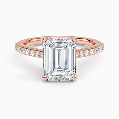Elodie Cathedral Diamond Ring - Emerald Cut Center Stone