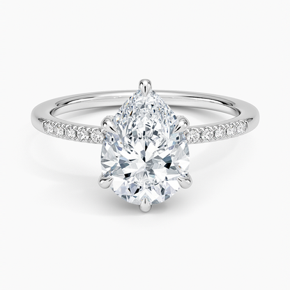 Viviana One-Quarter Coverage Diamond Ring - Pear Center Stone