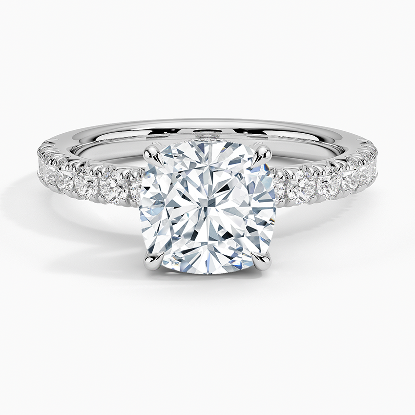 Olympia Half Coverage Diamond Ring (1/2 ct. tw.) - Cushion Cut Center Stone