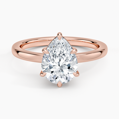 Dara Low-Profile Solitaire Ring - Pear Center Stone