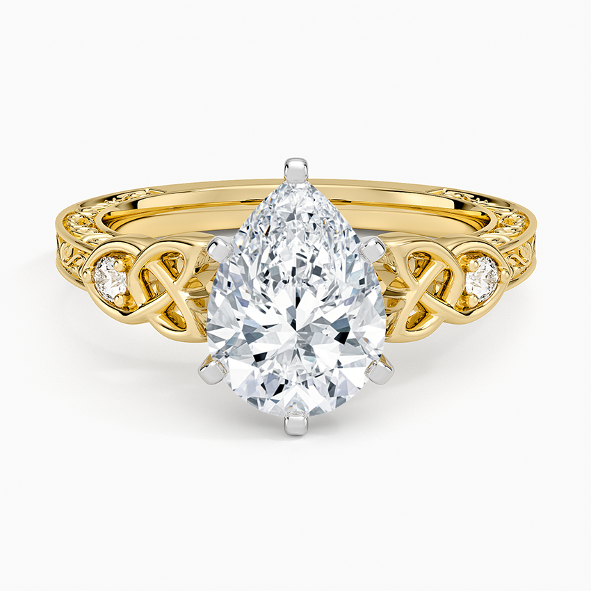 Aberdeen Celtic Diamond Ring - Pear Cut Center Stone