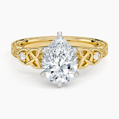 Aberdeen Celtic Diamond Ring - Pear Cut Center Stone