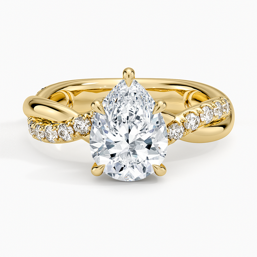 Cascade Twisted Diamond Ring - Pear Cut Center Stone