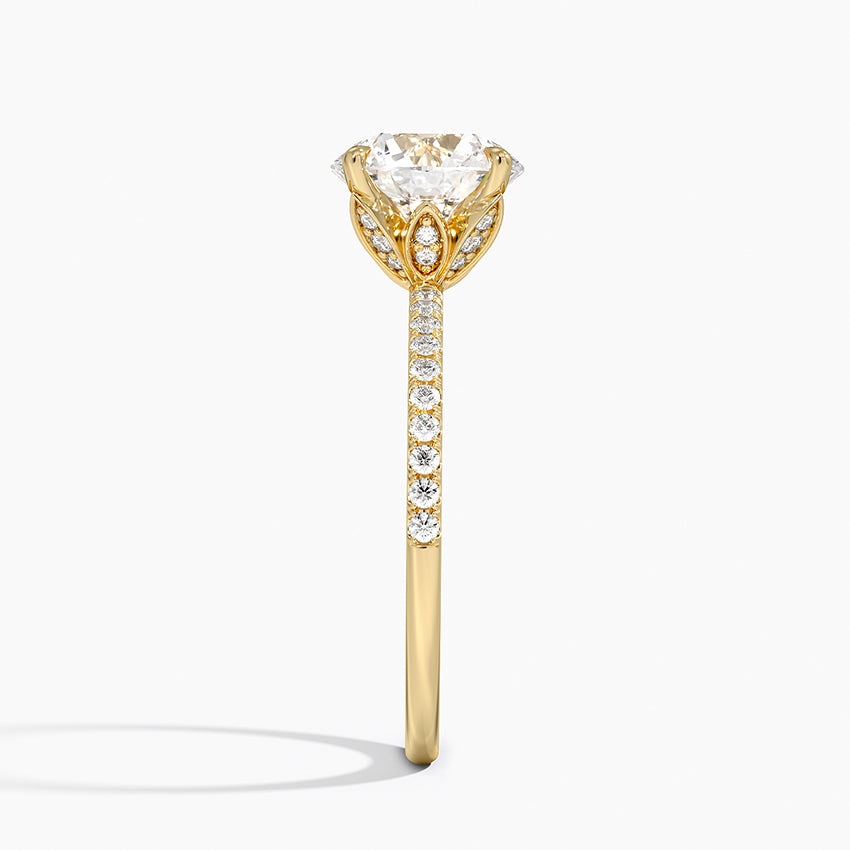 Luxe Petal Diamond Ring - Round Center Stone