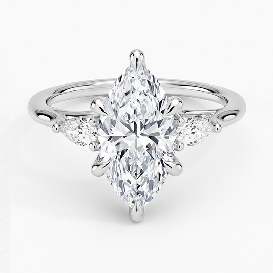 Delilah Three Stone Pear Diamond Ring (1/5 ct. tw.) - Marquise Center Stone