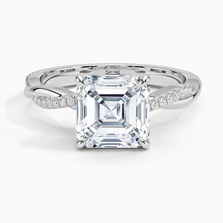 Petite Twisted Vine Diamond Ring (1/8 ct. tw.) - Asscher Cut Center Stone