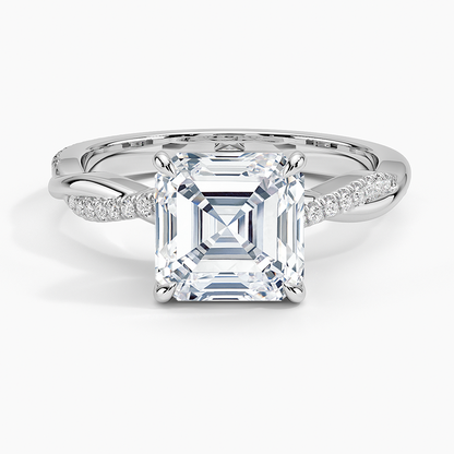 Petite Twisted Vine Diamond Ring (1/8 ct. tw.) - Asscher Cut Center Stone