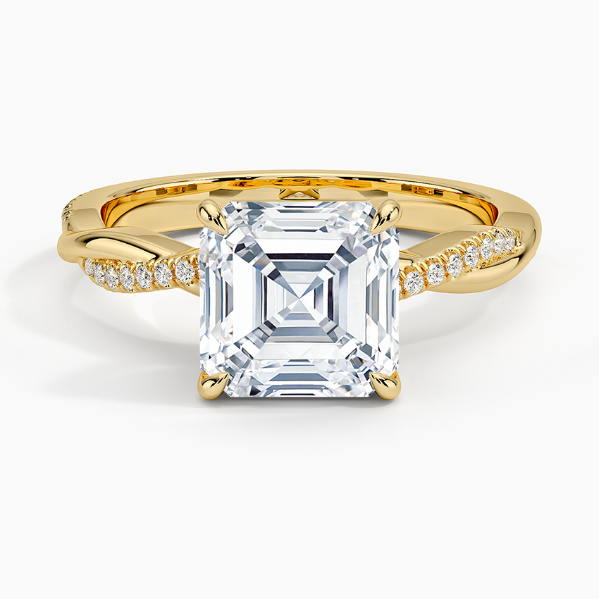 Petite Twisted Vine Diamond Ring (1/8 ct. tw.) - Asscher Cut Center Stone