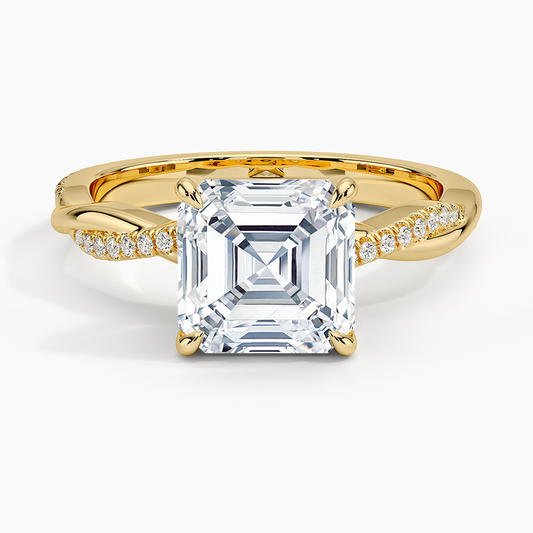 Petite Twisted Vine Diamond Ring (1/8 ct. tw.) - Asscher Cut Center Stone