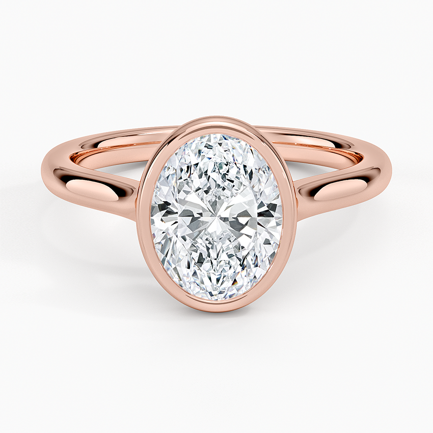luna-2mm-bezel-ring-oval-cut-center-stone - Rose Gold