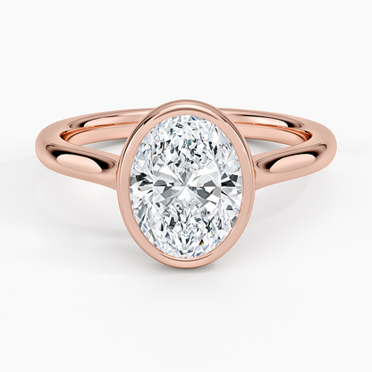 luna-2mm-bezel-ring-oval-cut-center-stone - Rose Gold