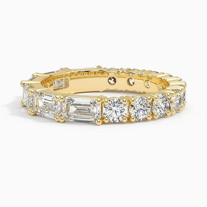 Elise Emerald Cut and Round Eternity Diamond Ring