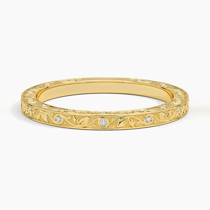 Grove Engraved Diamond Ring