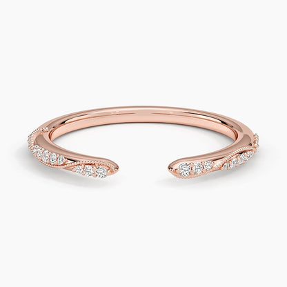 Camellia Milgrain Diamond Open Ring