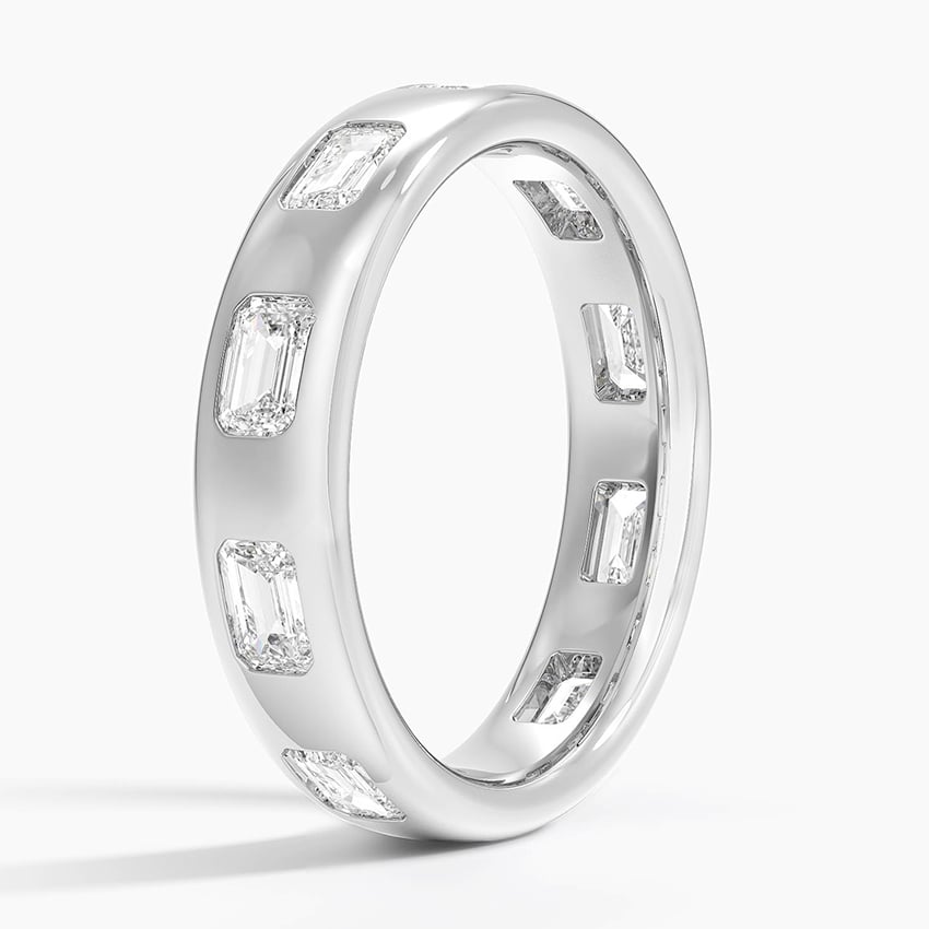 Chloe Flush Set Emerald Cut 4.5mm Diamond Ring