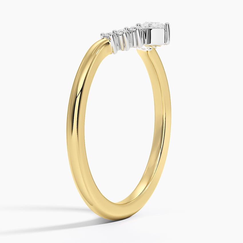 Mixed Metal Lunette Diamond Ring