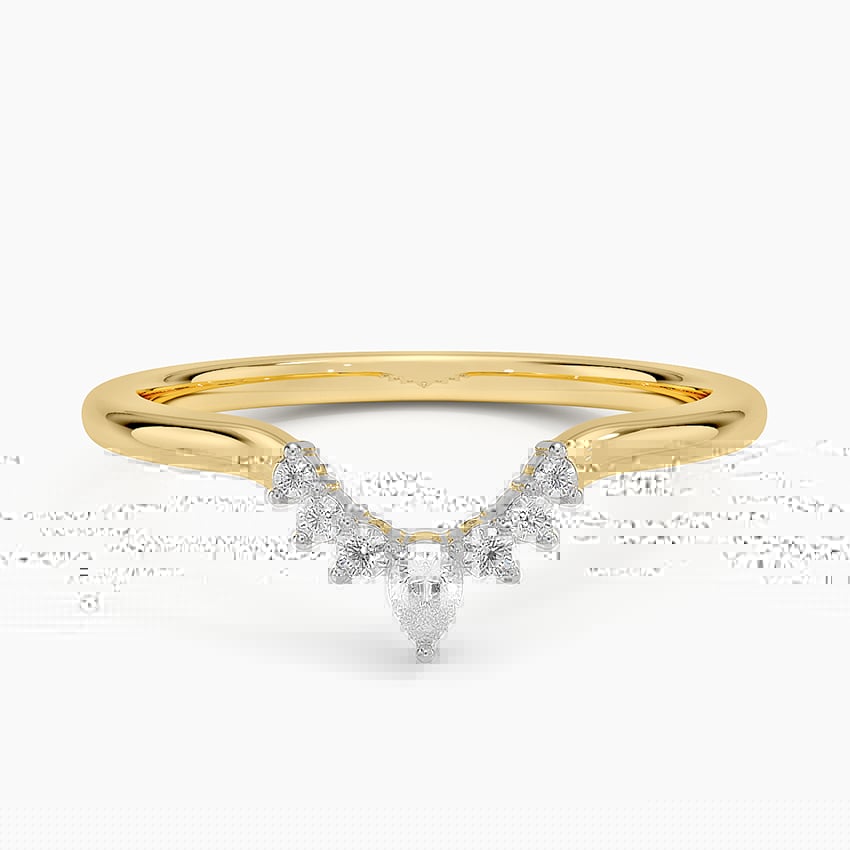 Mixed Metal Lunette Diamond Ring