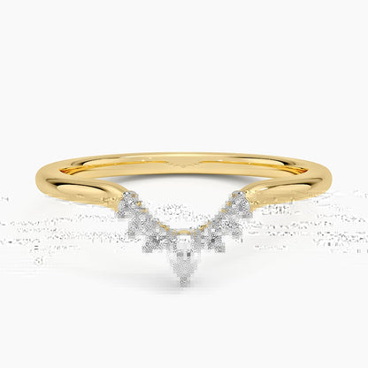 Mixed Metal Lunette Diamond Ring