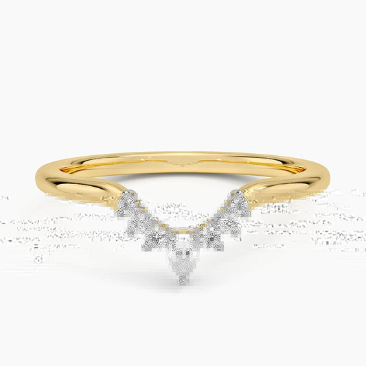Mixed Metal Lunette Diamond Ring
