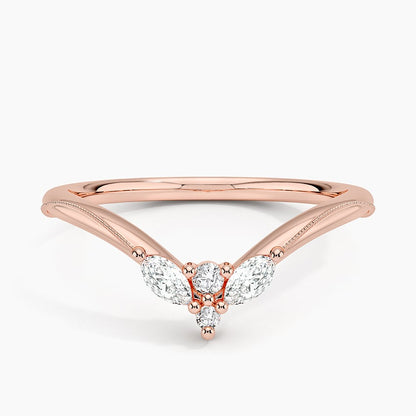 Camellia Milgrain Contoured Diamond Ring