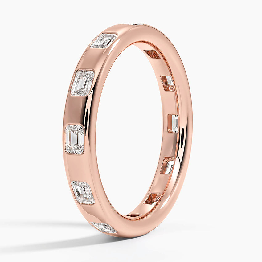 Chloe Flush Set Emerald Cut 3.2mm Lab Diamond Ring